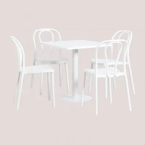 Set di Tavolo Quadrato 70x70 cm e 4 Sedie da Giardino Mizzi Bianco - Sklum