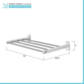 Mensola a muro portasciugamani con 4 bracci Gedy serie Febo in acciaio inox cromato