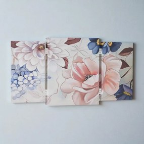 Quadro stampa su tela a TRIS 70x140 cm telaio in legno con disegno floreale Rosa