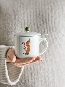 Tazza color crema in gres a tema natalizio con filtro 300 ml Valentin – Bloomingville