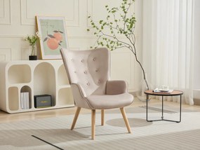 Poltrona in Velluto Beige  - VATELY