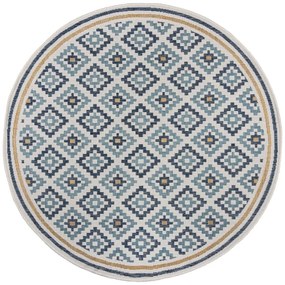 Tappeto da interno e esterno rotondo giallo e blu ø 160 cm Zia Trellis – Flair Rugs