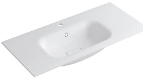 Lavabo a incasso rettangolare vasca centrale L 100.5 x H 15 x P 46 cm in resina bianco lucido