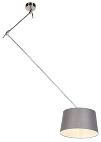 Lampada a sospensione con paralume in lino grigio scuro 35 cm - Acciaio Blitz I.