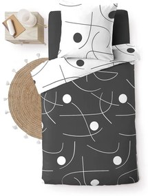 Set copripiumino e federa bianco/grigio scuro in microfibra per letto singolo 140x200 cm Sonate – douceur d'intérieur