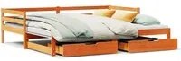 Dormeuse Letto Estraibile e Cassetti Marrone Cera 90x190cm Pino 3302163