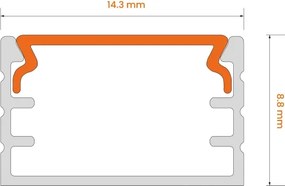 Profilo da incasso per strisce LED 1 m nero/bianco
