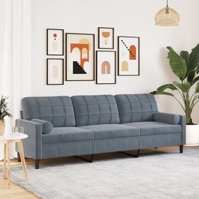 Divano A 3 Posti Con Cuscini Grigio Scuro 210 Cm İn Velluto /