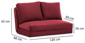 Divano letto bordeaux 120 cm Taida - Balcab Home