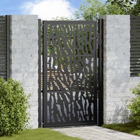 Cancello Giardino Nero 105x155 Cm İn Acciaio Design A Traccia /