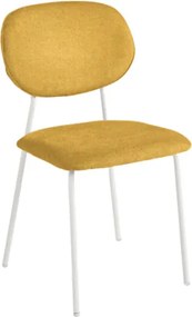 Sedia da pranzo in tessuto Giallo gambe metallo Bianco - ELLIS 2 sedie