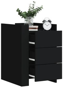 Comodino Nero 45x50x65 Cm İn Legno Multistrato /