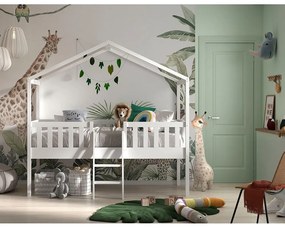 Letto per bambini in legno di pino bianco rialzato 90x200 cm DALLAS - Vipack