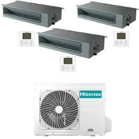 Climatizzatore Condizionatore Hisense Canalizzabile R32 Trial Split Inverter 9000 + 9000 + 9000 btu con u.e. 3AMW62U4RJC Classe a++/a+