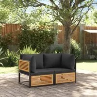 Set Divani da Giardino 2pz con Cuscini Legno Massello di Acacia 3214887