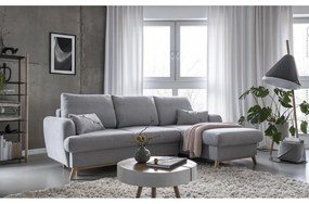 Divano angolare grigio chiaro allungabile/con contenitore (con penisola a destra/con chaise lounge) Scandic Lagom – Miuform