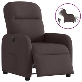 Poltrona Elettrica Reclinabile Marrone Scuro İn Tessuto /
