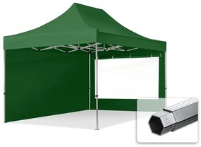 TOOLPORT 3x4,5m gazebo pieghevole PES con laterali (finestre panoramiche), PROFESSIONAL alluminio, verde scuro - (600211)