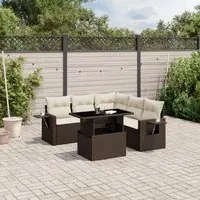 Set Divano da Giardino 6 pz con Cuscini Marrone in Polyrattan 3267903