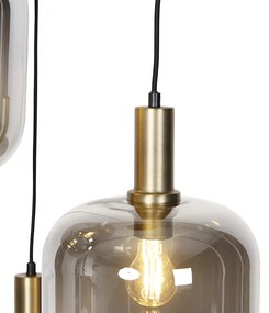 Lampada a sospensione intelligente nera con vetro fumé 3 luci incl. Wifi A60 - Zuzanna