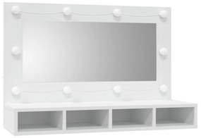 Mobile a specchio con led bianco 90x31,5x62 cm