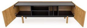Tavolo TV in rovere nero/naturale 175x60 cm Porto - Woodman