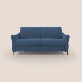 Dalia divano letto con materasso H18 cm e piedi alti in raffinato tessuto smacchiabile T17 blu