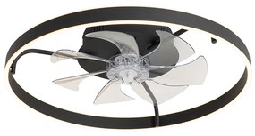 Ventilatore da soffitto nero 70 cm con LED dimmerabile e telecomando - Maddy