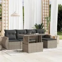 Set Divano da Giardino 6pz con Cuscini Grigio Chiaro Polyrattan 3268502