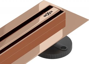 Mexen Flat 360° Slim scarico lineare rotante 110 cm, oro rosa - 1641110