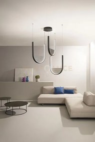 Sospensione lotus 3 nero con vetro fume'  l.40+40+36cm led 3000k 42...
