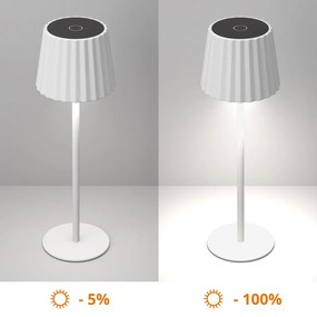 Lampada da Tavolo Ricaricabile 2.2W IP54 CCT Dimmerabile - Bianco Rigato