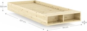 Letto singolo di colore naturale in pino massiccio senza testiera con rete inclusa 90x200 cm Merge – Karup