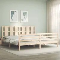 Giroletto con Testiera 200x200 cm in Legno Massello 3194136