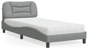 Letto con materasso grigio chiaro 90x200 cm in tessuto