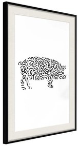 Poster  Curly Pig  Cornice Quadri Cornice nera con pass-partout, Larghezza x Altezza Home decor 30x45