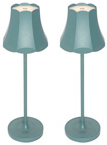 Set di 2 lampade da tavolo retrò blu minerale ricaricabili IP44 - Granny