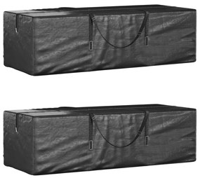 Borse Porta Cuscini Giardino 2pz Nere 135x40x55 Cm Polietilene /