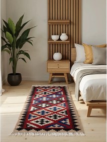 Passatoia rossa in lana reversibile/tessuta a mano 60x190 cm Kamal Rami – Nouristan