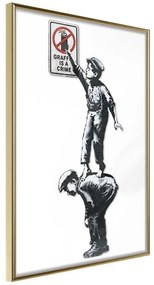 Poster  Banksy: Graffiti Is a Crime  Cornice Quadri Cornice d'oro, Larghezza x Altezza Home decor 20x30