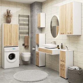 Mobile Coprilavatrice Lavanderia 2 Ante A Colonna 64x30x180 Diana Bianco/Rovere