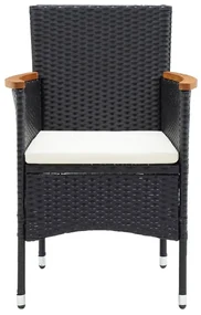 Set da pranzo da giardino 5 pz con cuscini nero