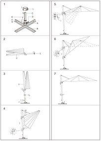 BACTRUS - ombrellone da giardino decentrato 3 x 3 m