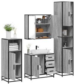 Set Mobili Da Bagno 4 Pz Grigio Sonoma İn Legno Multistrato /