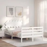 Giroletto con Testiera Bianco 120x200 cm in Legno Massello 3195282