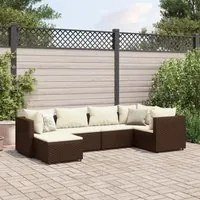 Set Mobili da Giardino 6pz con Cuscini in Polyrattan Marrone 3308209