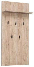 DODO - attaccapanni da parete moderno con mensola colore rovere cm 67 x 19,5 x 137 h