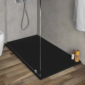 Piatto doccia 80x140 in resina nero effetto pietra riducibile Agorà