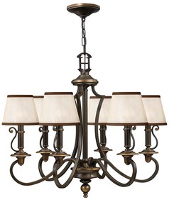 Lampadario Classico Plymouth Acciaio Bronzo Antico Tessuto 6 Luci E14