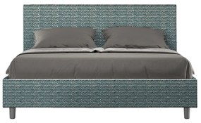 Letto Matrimoniale rivestito in Tessuto Aragona - ADELE Dimensione Rete: 160x210, Colore: Blu, Tipologia Letto: Alzata Doppia